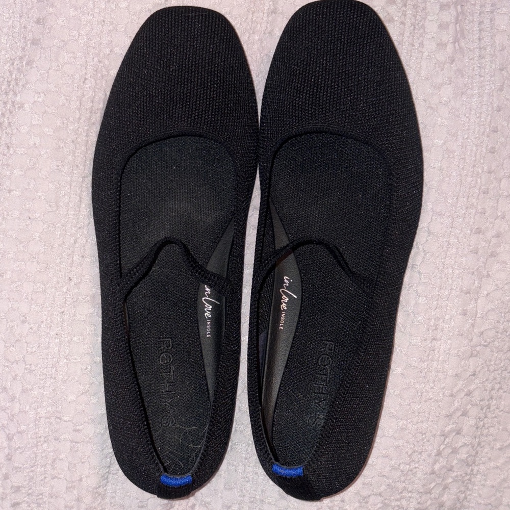 Rothy's Black Flats with Blue Accent